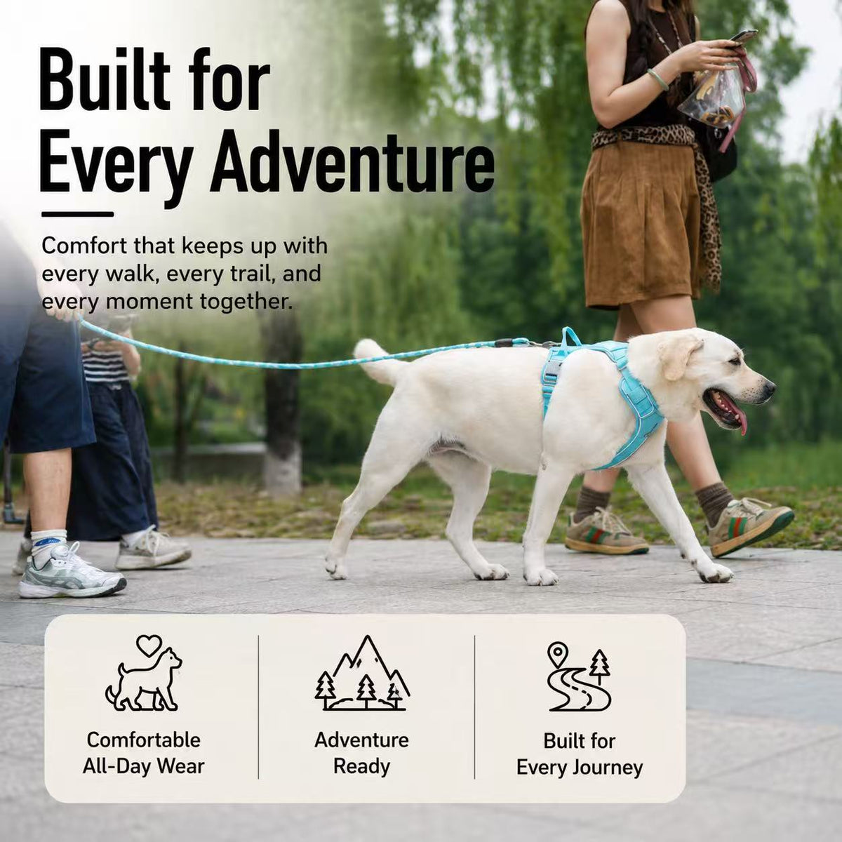 Hidden Tracker Pocket No-Pull Dog Harness, Reflective & adjustable