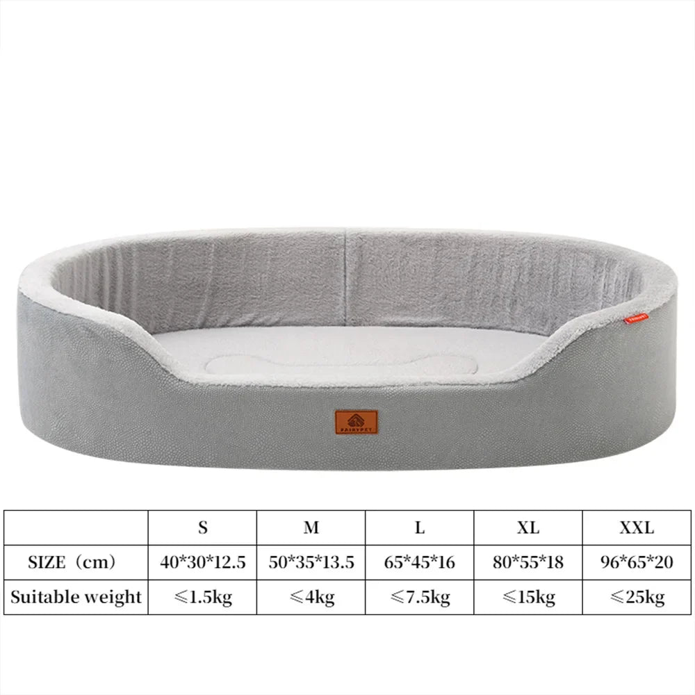 Orthopedic Waterproof Dog Couch Sofa Bed – Winter Warm Pet Bed for Small Medium & Large Dogs, Light Gray (S–XXL)