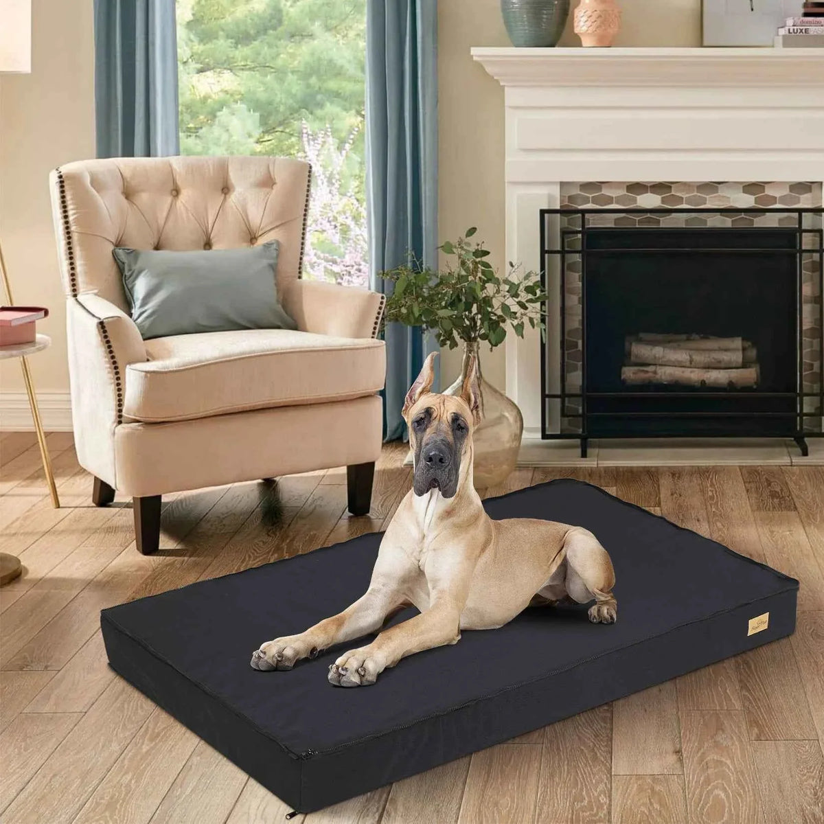 Orthopedic Dog Mattress Bed – Thick Sponge Foam Crate Cushion with Removable Washable Waterproof Cover, M/L/XL/XXL