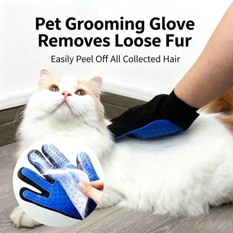 2-in-1 Pet Grooming Gloves – Bathing & Loose-Fur Removal