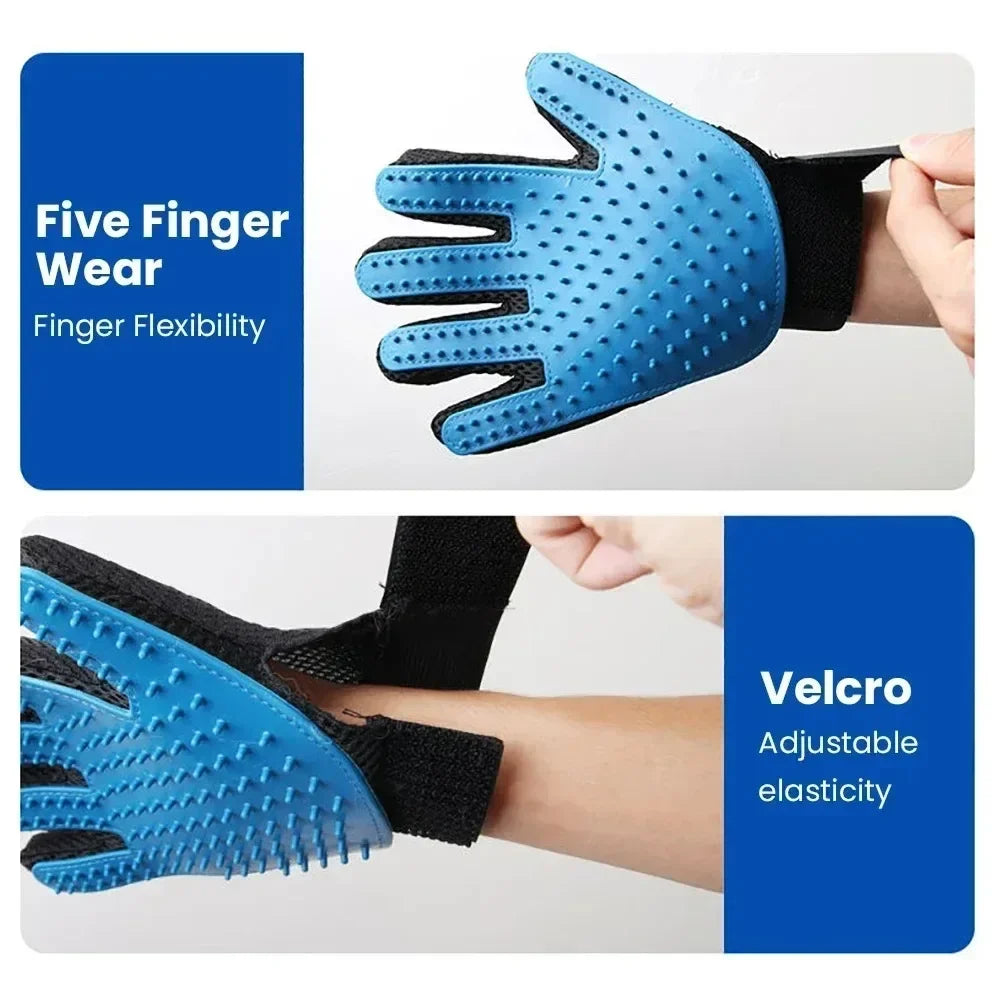 2-in-1 Pet Grooming Gloves – Bathing & Loose-Fur Removal