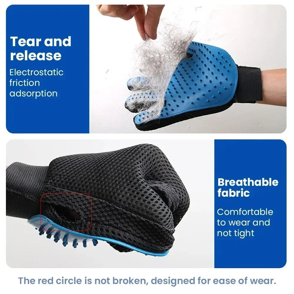2-in-1 Pet Grooming Gloves – Bathing & Loose-Fur Removal