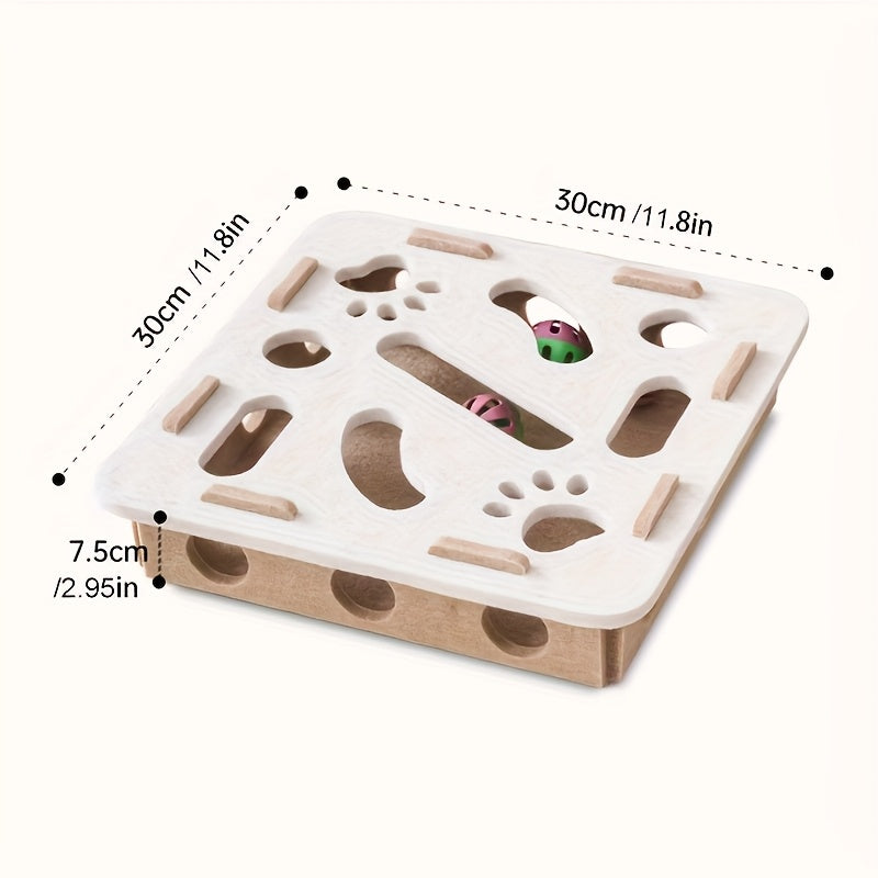 Interactive Cat Maze Puzzle Toy with Bell Ball & Felt Tunnel