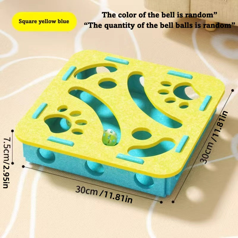 Interactive Cat Maze Puzzle Toy with Bell Ball & Felt Tunnel