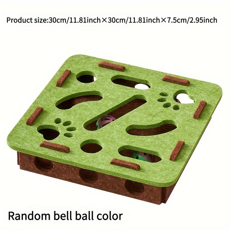 Interactive Cat Maze Puzzle Toy with Bell Ball & Felt Tunnel