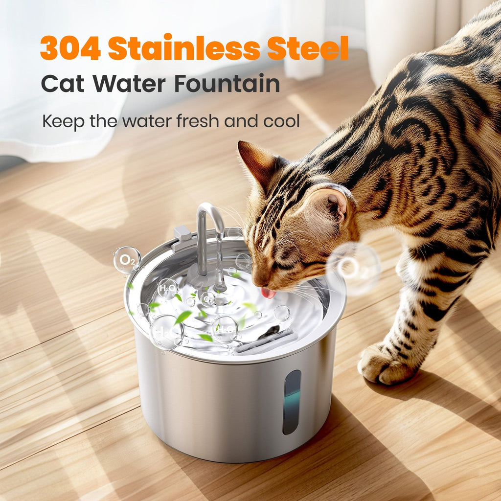 oneisall Stainless Steel Cat Water Fountain PW01SBU