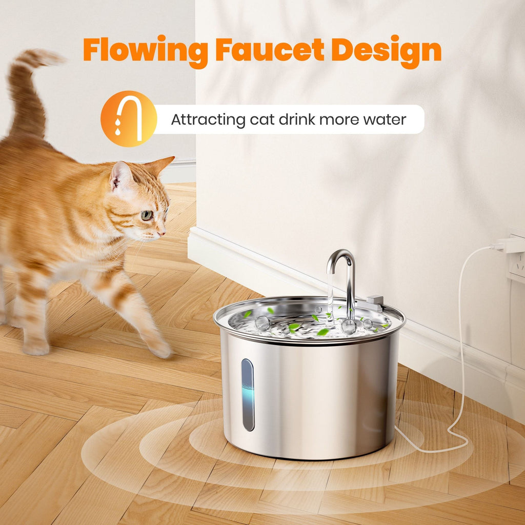 oneisall Stainless Steel Cat Water Fountain PW01SBU
