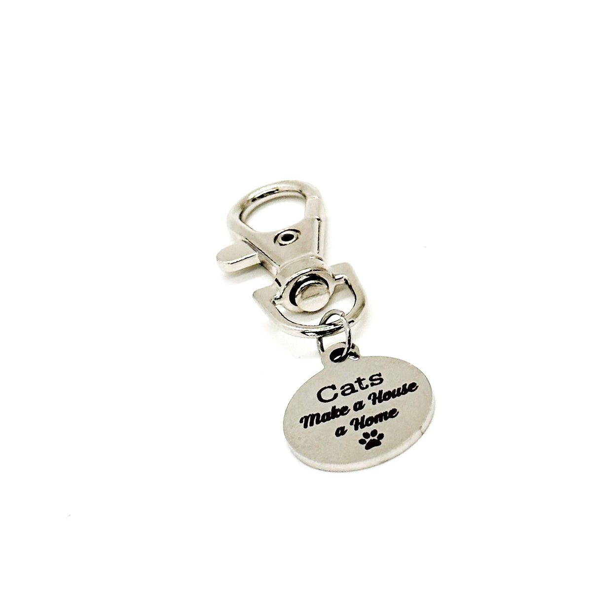Cats Make A House A Home Clip On Charm, Cat Owner Gift, Cat Lover, New Cat Gift, Cat Tote Charm, Purse Charm, Bag Charm, Cat Gift Box