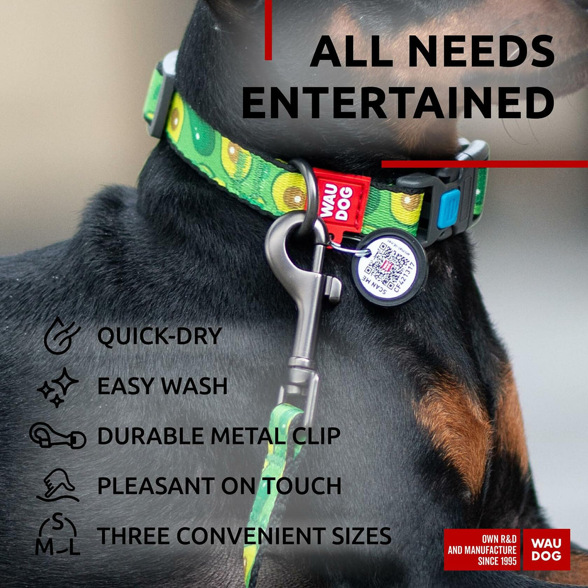 WAUDOG Nylon Dog Leash Heavy Duty 4 Ft for Small Medium Large Dogs
