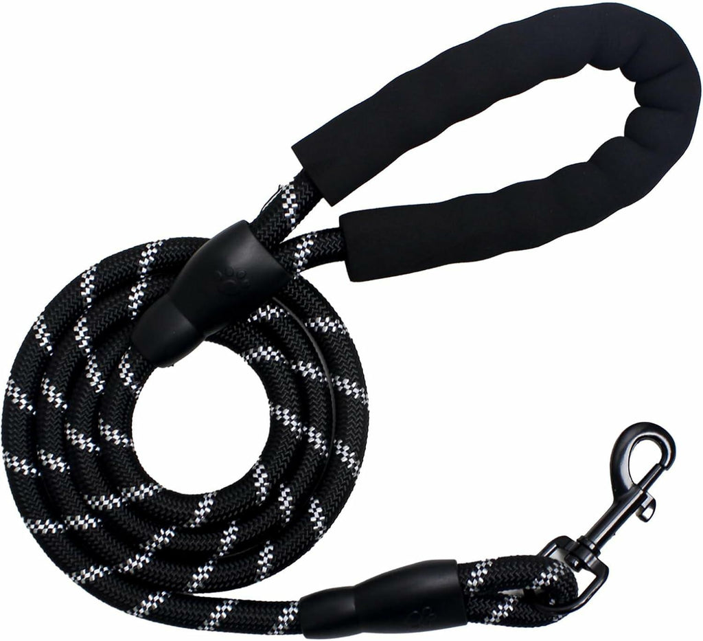 YALAVA Dog Leash 4FT Heavy Duty Reflective Nylon Rope 360° Swivel Hook Black